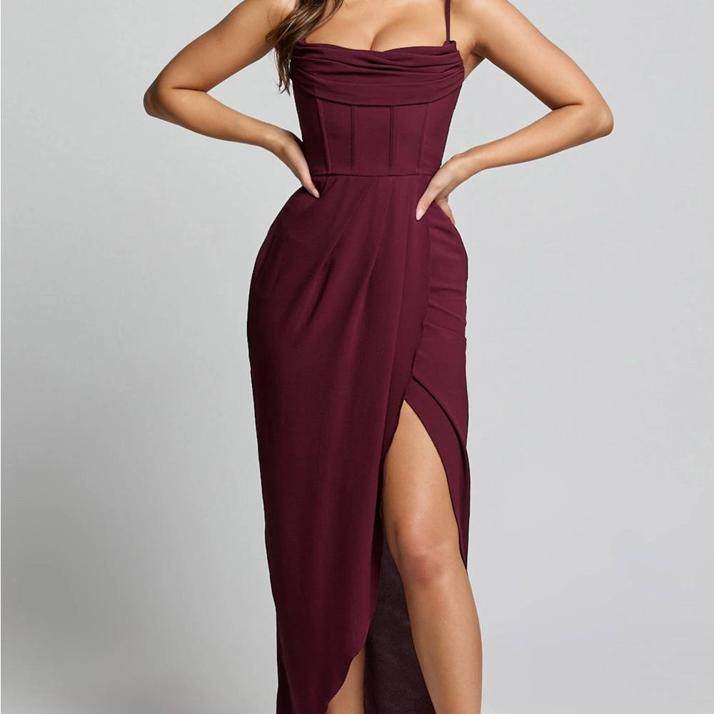 Showpo Burgundy Asymmetrical Dress